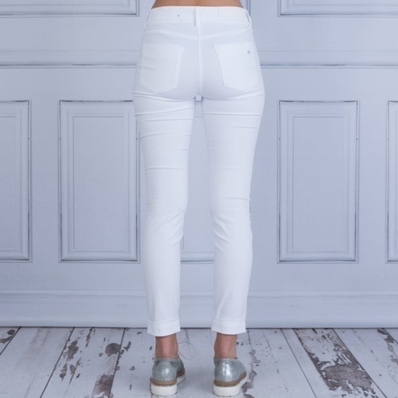 Luisa Cerano Soft Raw Hem Skinny Jeans White NWT - Picture 4 of 9